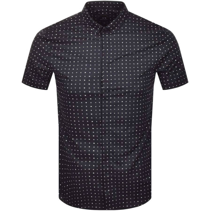 Alternative Image for ProductArmani Exchange Slim Fit Short Sleeved Shirt Navy1